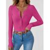 imageANRABESS Long Sleeve Shirts for Women Henley Button Down Tops Ribbed Knit Slim Fit Fall Basic Tee 2025 Casual Trendy ClothesHot Pink