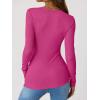 imageANRABESS Long Sleeve Shirts for Women Henley Button Down Tops Ribbed Knit Slim Fit Fall Basic Tee 2025 Casual Trendy ClothesHot Pink