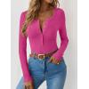 imageANRABESS Long Sleeve Shirts for Women Henley Button Down Tops Ribbed Knit Slim Fit Fall Basic Tee 2025 Casual Trendy ClothesHot Pink