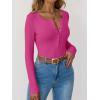 imageANRABESS Long Sleeve Shirts for Women Henley Button Down Tops Ribbed Knit Slim Fit Fall Basic Tee 2025 Casual Trendy ClothesHot Pink