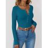 imageANRABESS Long Sleeve Shirts for Women Henley Button Down Tops Ribbed Knit Slim Fit Fall Basic Tee 2025 Casual Trendy ClothesLake Blue