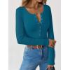 imageANRABESS Long Sleeve Shirts for Women Henley Button Down Tops Ribbed Knit Slim Fit Fall Basic Tee 2025 Casual Trendy ClothesLake Blue
