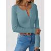 imageANRABESS Long Sleeve Shirts for Women Henley Button Down Tops Ribbed Knit Slim Fit Fall Basic Tee 2025 Casual Trendy ClothesLight Blue