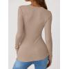 imageANRABESS Long Sleeve Shirts for Women Henley Button Down Tops Ribbed Knit Slim Fit Fall Basic Tee 2025 Casual Trendy ClothesLight Khaki