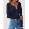 imageANRABESS Long Sleeve Shirts for Women Henley Button Down Tops Ribbed Knit Slim Fit Fall Basic Tee 2025 Casual Trendy ClothesNavy Blue