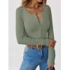 imageANRABESS Long Sleeve Shirts for Women Henley Button Down Tops Ribbed Knit Slim Fit Fall Basic Tee 2025 Casual Trendy ClothesSage Green