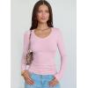 imageANRABESS Long Sleeve Shirts for Women V Neck Ribbed Knit Fitted Fall Basic Tshirts Going Out Tops 2025 Casual Trendy ClothesBright Pink