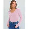 imageANRABESS Long Sleeve Shirts for Women V Neck Ribbed Knit Fitted Fall Basic Tshirts Going Out Tops 2025 Casual Trendy ClothesBright Pink