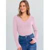 imageANRABESS Long Sleeve Shirts for Women V Neck Ribbed Knit Fitted Fall Basic Tshirts Going Out Tops 2025 Casual Trendy ClothesBright Pink