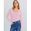 imageANRABESS Long Sleeve Shirts for Women V Neck Ribbed Knit Fitted Fall Basic Tshirts Going Out Tops 2025 Casual Trendy ClothesBright Pink