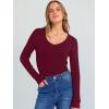 imageANRABESS Long Sleeve Shirts for Women V Neck Ribbed Knit Fitted Fall Basic Tshirts Going Out Tops 2025 Casual Trendy ClothesDeep Red