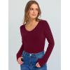 imageANRABESS Long Sleeve Shirts for Women V Neck Ribbed Knit Fitted Fall Basic Tshirts Going Out Tops 2025 Casual Trendy ClothesDeep Red