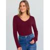 imageANRABESS Long Sleeve Shirts for Women V Neck Ribbed Knit Fitted Fall Basic Tshirts Going Out Tops 2025 Casual Trendy ClothesDeep Red
