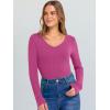 imageANRABESS Long Sleeve Shirts for Women V Neck Ribbed Knit Fitted Fall Basic Tshirts Going Out Tops 2025 Casual Trendy ClothesHot Pink