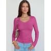 imageANRABESS Long Sleeve Shirts for Women V Neck Ribbed Knit Fitted Fall Basic Tshirts Going Out Tops 2025 Casual Trendy ClothesHot Pink