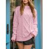 imageANRABESS Sweaters for Women Oversized Cable Knit Fall Long Sleeve Crewneck Casual Pullover Sweater Tops 2025 Winter OutfitsLight Pink