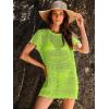 imageANRABESS Swimsuit Cover Up for Women 2025 Crochet Bathing Suit Swimwear Mesh Knit Beach Dress Summer Vacation Outfit ClothesGreen