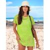imageANRABESS Swimsuit Cover Up for Women 2025 Crochet Bathing Suit Swimwear Mesh Knit Beach Dress Summer Vacation Outfit ClothesGreen