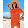 imageANRABESS Swimsuit Cover Up for Women 2025 Crochet Bathing Suit Swimwear Mesh Knit Beach Dress Summer Vacation Outfit ClothesOrange