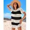 imageANRABESS Swimsuit Cover Up for Women 2025 Crochet Bathing Suit Swimwear Mesh Knit Beach Dress Summer Vacation Outfit ClothesStripe Black White