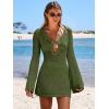 imageANRABESS Women Beach Crochet Cover Ups Summer Knit Swimwear Mesh Bathing Suit Hollow Out Dress 2025 Vacation SwimsuitArmy Green
