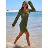 imageANRABESS Women Beach Crochet Cover Ups Summer Knit Swimwear Mesh Bathing Suit Hollow Out Dress 2025 Vacation SwimsuitArmy Green