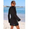 imageANRABESS Women Beach Crochet Cover Ups Summer Knit Swimwear Mesh Bathing Suit Hollow Out Dress 2025 Vacation SwimsuitBlack