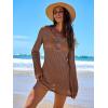 imageANRABESS Women Beach Crochet Cover Ups Summer Knit Swimwear Mesh Bathing Suit Hollow Out Dress 2025 Vacation SwimsuitBrown