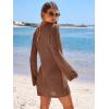 imageANRABESS Women Beach Crochet Cover Ups Summer Knit Swimwear Mesh Bathing Suit Hollow Out Dress 2025 Vacation SwimsuitBrown