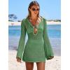 imageANRABESS Women Beach Crochet Cover Ups Summer Knit Swimwear Mesh Bathing Suit Hollow Out Dress 2025 Vacation SwimsuitGrass
