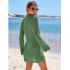 imageANRABESS Women Beach Crochet Cover Ups Summer Knit Swimwear Mesh Bathing Suit Hollow Out Dress 2025 Vacation SwimsuitGrass