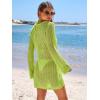 imageANRABESS Women Beach Crochet Cover Ups Summer Knit Swimwear Mesh Bathing Suit Hollow Out Dress 2025 Vacation SwimsuitGreen