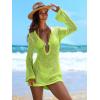 imageANRABESS Women Beach Crochet Cover Ups Summer Knit Swimwear Mesh Bathing Suit Hollow Out Dress 2025 Vacation SwimsuitGreen