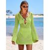 imageANRABESS Women Beach Crochet Cover Ups Summer Knit Swimwear Mesh Bathing Suit Hollow Out Dress 2025 Vacation SwimsuitGreen