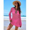 imageANRABESS Women Beach Crochet Cover Ups Summer Knit Swimwear Mesh Bathing Suit Hollow Out Dress 2025 Vacation SwimsuitHot Pink
