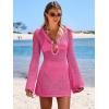 imageANRABESS Women Beach Crochet Cover Ups Summer Knit Swimwear Mesh Bathing Suit Hollow Out Dress 2025 Vacation SwimsuitHot Pink