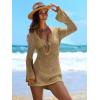imageANRABESS Women Beach Crochet Cover Ups Summer Knit Swimwear Mesh Bathing Suit Hollow Out Dress 2025 Vacation SwimsuitKhaki