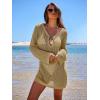 imageANRABESS Women Beach Crochet Cover Ups Summer Knit Swimwear Mesh Bathing Suit Hollow Out Dress 2025 Vacation SwimsuitKhaki