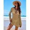 imageANRABESS Women Beach Crochet Cover Ups Summer Knit Swimwear Mesh Bathing Suit Hollow Out Dress 2025 Vacation SwimsuitKhaki