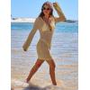 imageANRABESS Women Beach Crochet Cover Ups Summer Knit Swimwear Mesh Bathing Suit Hollow Out Dress 2025 Vacation SwimsuitKhaki
