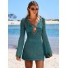 imageANRABESS Women Beach Crochet Cover Ups Summer Knit Swimwear Mesh Bathing Suit Hollow Out Dress 2025 Vacation SwimsuitLake