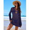 imageANRABESS Women Beach Crochet Cover Ups Summer Knit Swimwear Mesh Bathing Suit Hollow Out Dress 2025 Vacation SwimsuitNavy Blue