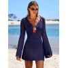 imageANRABESS Women Beach Crochet Cover Ups Summer Knit Swimwear Mesh Bathing Suit Hollow Out Dress 2025 Vacation SwimsuitNavy Blue