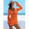imageANRABESS Women Beach Crochet Cover Ups Summer Knit Swimwear Mesh Bathing Suit Hollow Out Dress 2025 Vacation SwimsuitOrang