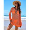 imageANRABESS Women Beach Crochet Cover Ups Summer Knit Swimwear Mesh Bathing Suit Hollow Out Dress 2025 Vacation SwimsuitOrang