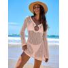 imageANRABESS Women Beach Crochet Cover Ups Summer Knit Swimwear Mesh Bathing Suit Hollow Out Dress 2025 Vacation SwimsuitPink