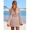 imageANRABESS Women Beach Crochet Cover Ups Summer Knit Swimwear Mesh Bathing Suit Hollow Out Dress 2025 Vacation SwimsuitPink