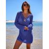 imageANRABESS Women Beach Crochet Cover Ups Summer Knit Swimwear Mesh Bathing Suit Hollow Out Dress 2025 Vacation SwimsuitRoyal Blue