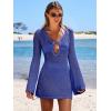 imageANRABESS Women Beach Crochet Cover Ups Summer Knit Swimwear Mesh Bathing Suit Hollow Out Dress 2025 Vacation SwimsuitRoyal Blue