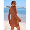 imageANRABESS Women Beach Crochet Cover Ups Summer Knit Swimwear Mesh Bathing Suit Hollow Out Dress 2025 Vacation SwimsuitRust